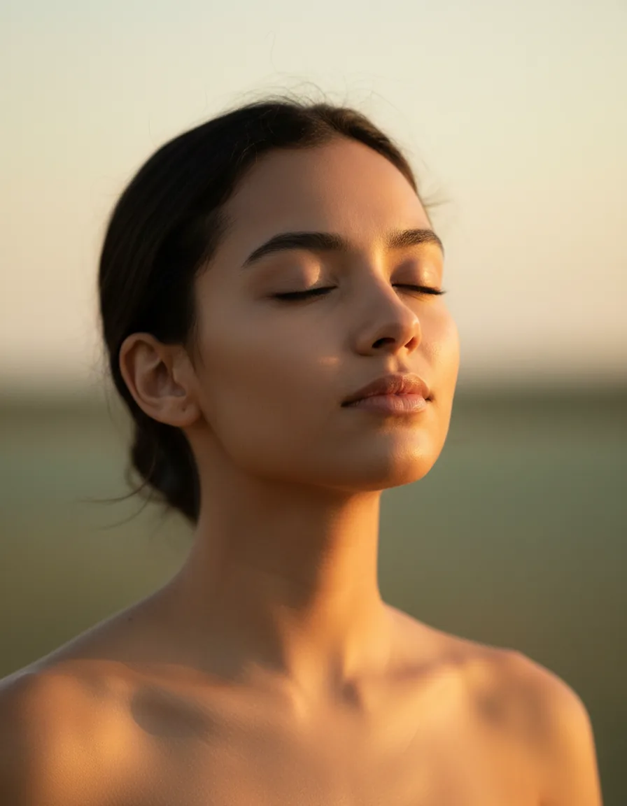 Patient resting calmly in warm light