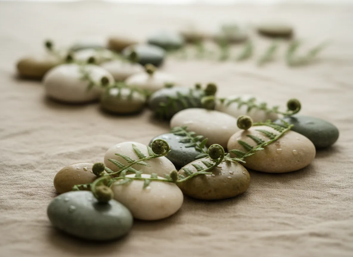 Wellness stones and ferns