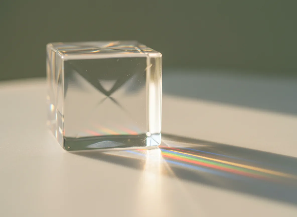 Crystal prism casting quiet rainbow light
