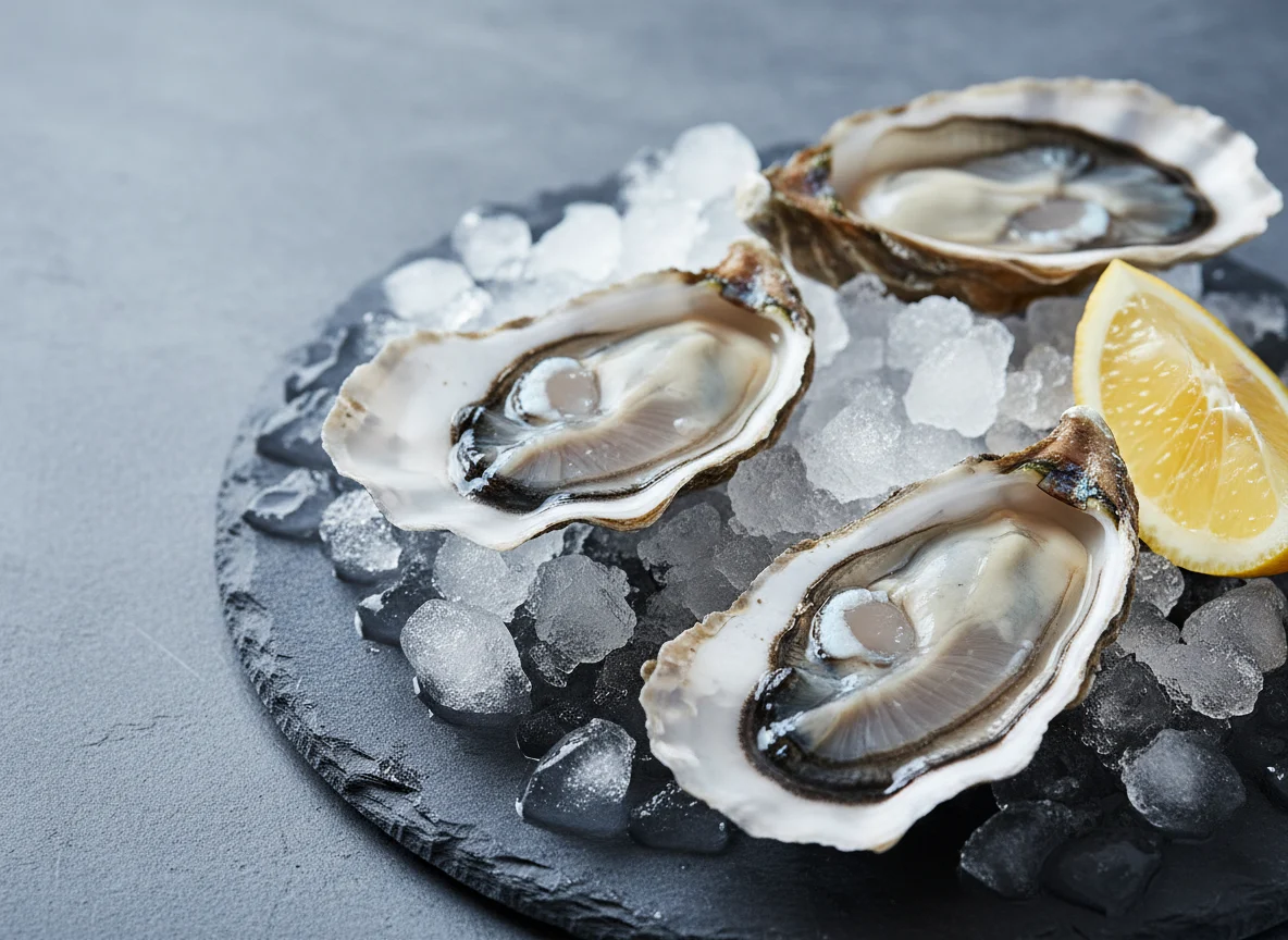 Fresh Puget Sound oysters on ice